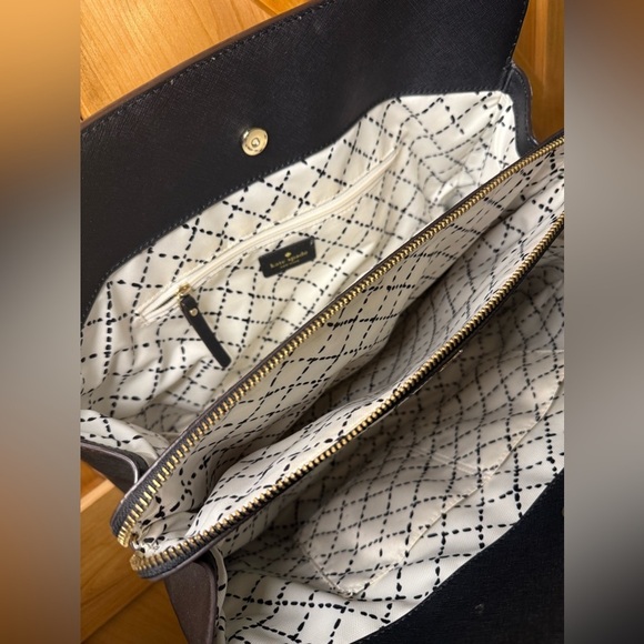 Kate Spade New York Black Crossgrain Leather Double Handles Satchel Shoulder Bag - Picture 5 of 7